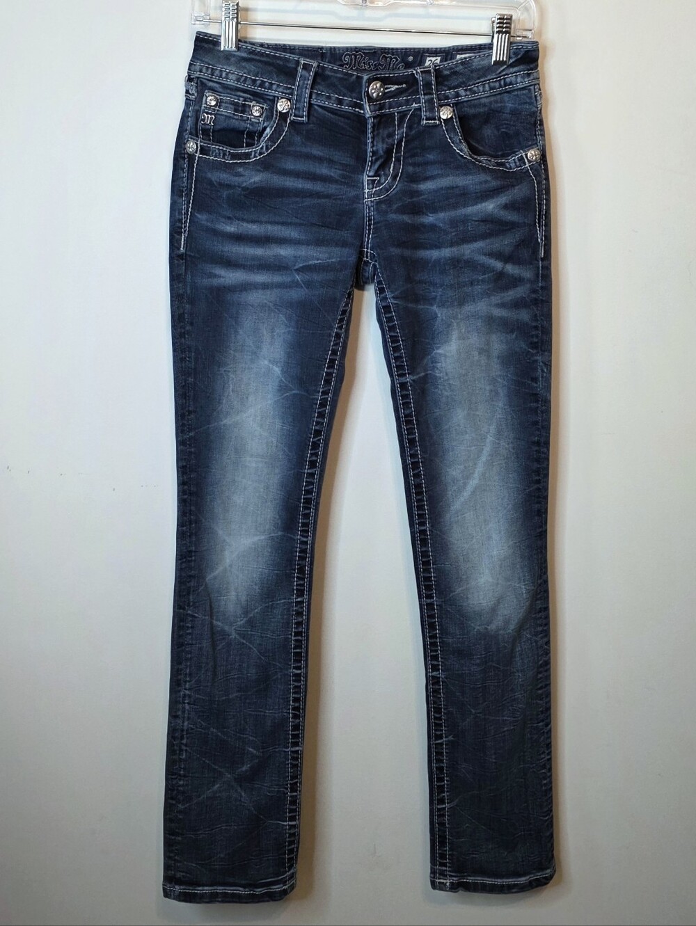 Miss Me Signature Straight Embellished Jeans Size 26